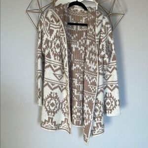 Cream and Mauve Hooded cardigan